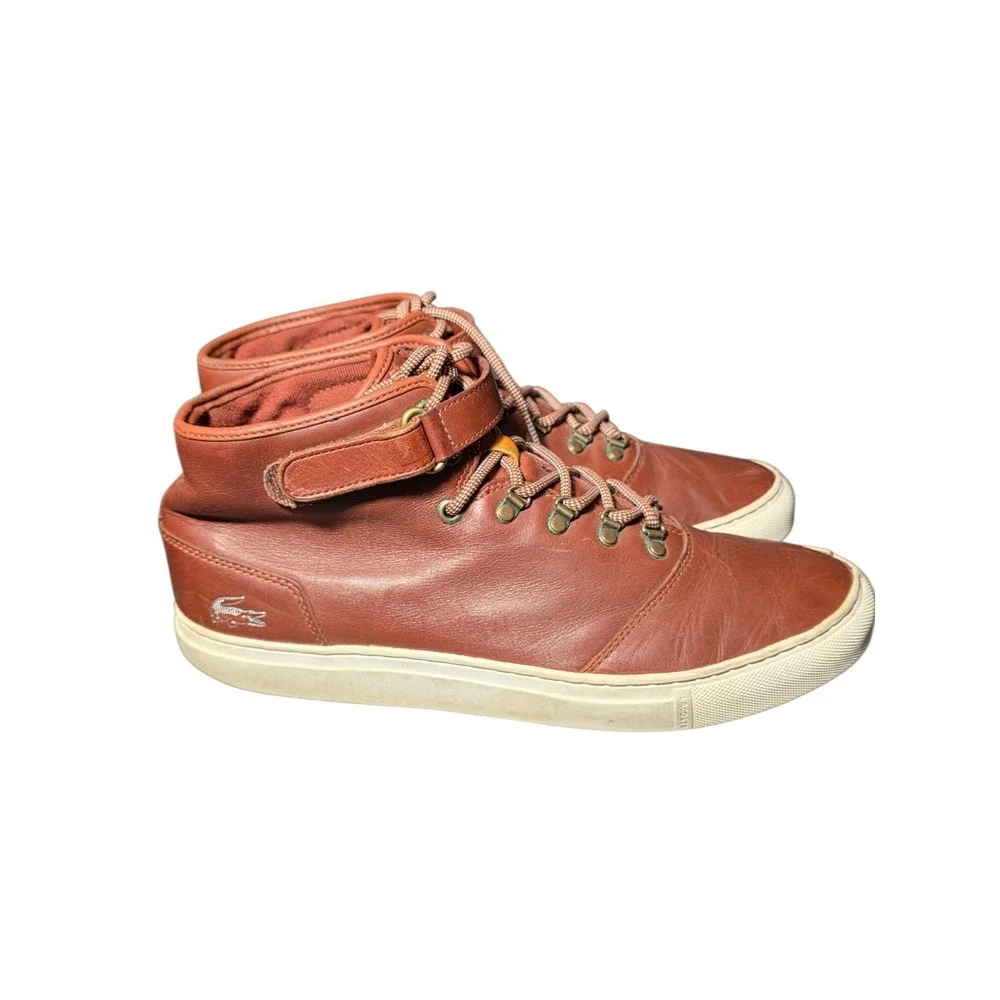 Lacoste Cerberus Steps SRM‎ Leather Boots Mens Size 10.5 Brown High Top Casual